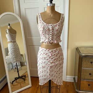 Chiffon two piece crop top and skirt